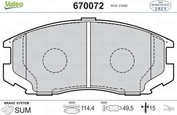 Valeo 670072 - Kit de plaquettes de frein, frein à disque cwaw.fr