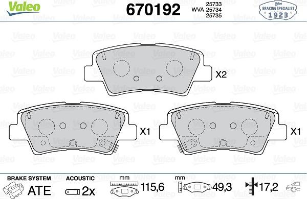 Valeo 670192 - Kit de plaquettes de frein, frein à disque cwaw.fr