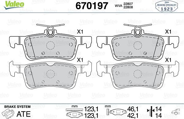 Valeo 670197 - Kit de plaquettes de frein, frein à disque cwaw.fr