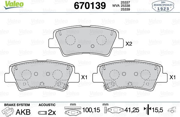 Valeo 670139 - Kit de plaquettes de frein, frein à disque cwaw.fr