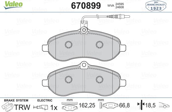 Valeo 670899 - Kit de plaquettes de frein, frein à disque cwaw.fr