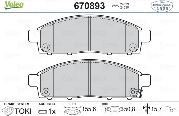 Valeo 670893 - Kit de plaquettes de frein, frein à disque cwaw.fr