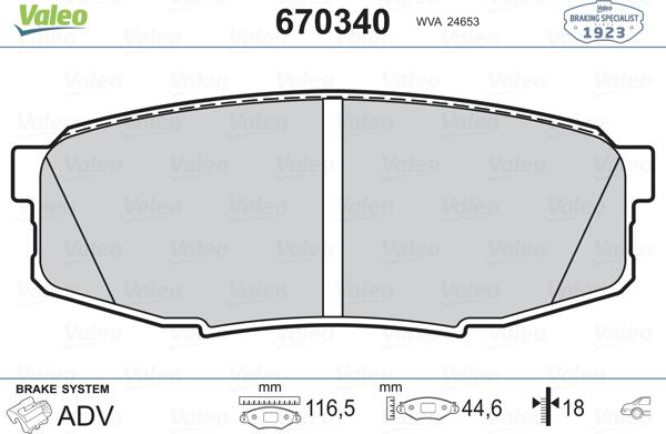 Valeo 670340 - Kit de plaquettes de frein, frein à disque cwaw.fr