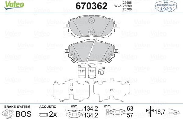 Valeo 670362 - Kit de plaquettes de frein, frein à disque cwaw.fr