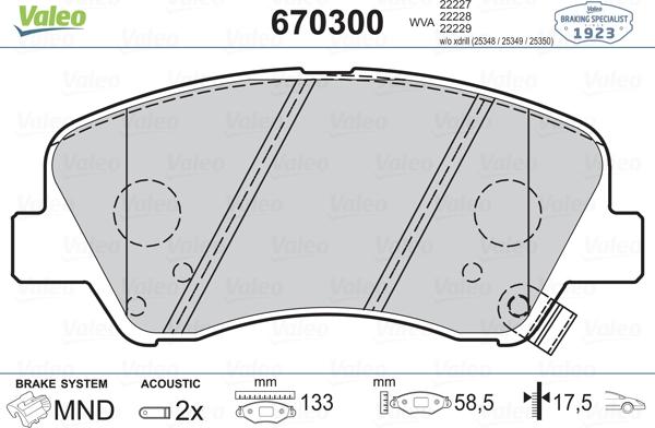 Valeo 670300 - Kit de plaquettes de frein, frein à disque cwaw.fr