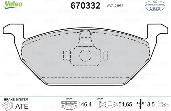 Valeo 670332 - Kit de plaquettes de frein, frein à disque cwaw.fr