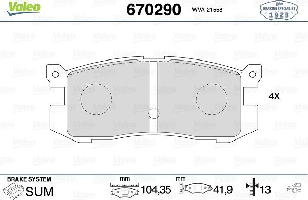 Valeo 670290 - Kit de plaquettes de frein, frein à disque cwaw.fr