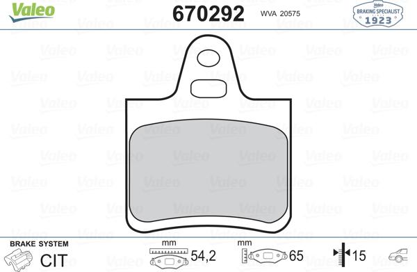 Valeo 670292 - Kit de plaquettes de frein, frein à disque cwaw.fr