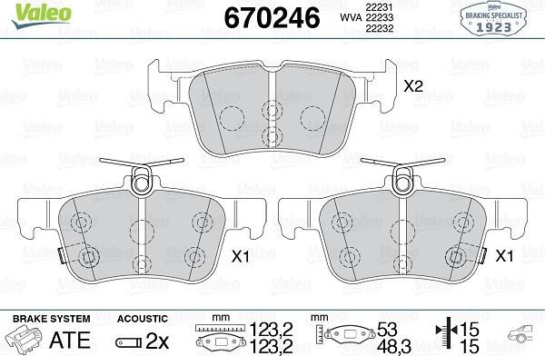 Valeo 670246 - Kit de plaquettes de frein, frein à disque cwaw.fr