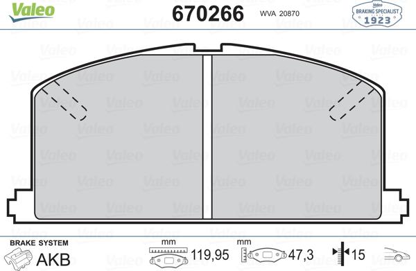 Valeo 670266 - Kit de plaquettes de frein, frein à disque cwaw.fr