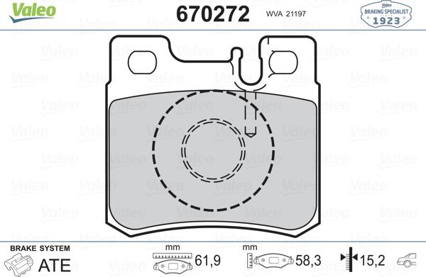 Valeo 670272 - Kit de plaquettes de frein, frein à disque cwaw.fr