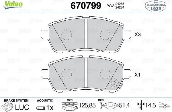 Valeo 670799 - Kit de plaquettes de frein, frein à disque cwaw.fr