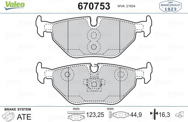 Valeo 670753 - Kit de plaquettes de frein, frein à disque cwaw.fr