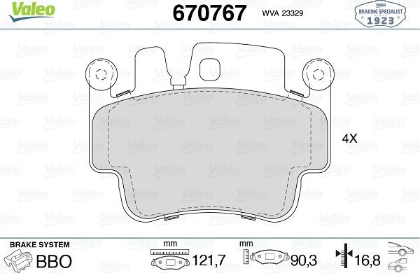 Valeo 670767 - Kit de plaquettes de frein, frein à disque cwaw.fr