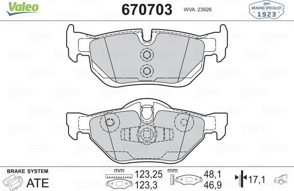 Valeo 670703 - Kit de plaquettes de frein, frein à disque cwaw.fr