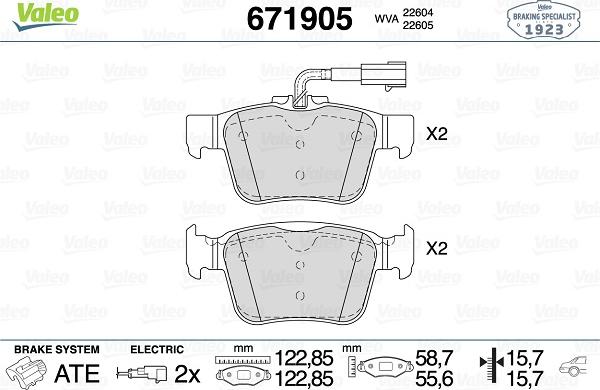 Valeo 671905 - Kit de plaquettes de frein, frein à disque cwaw.fr