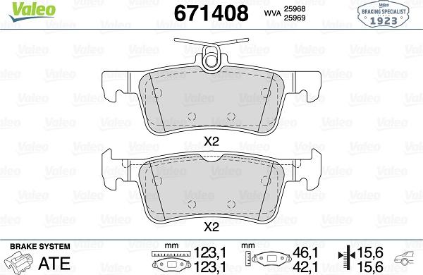 Valeo 671408 - Kit de plaquettes de frein, frein à disque cwaw.fr