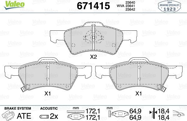 Valeo 671415 - Kit de plaquettes de frein, frein à disque cwaw.fr