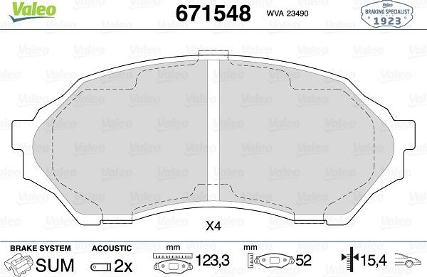 Valeo 671548 - Kit de plaquettes de frein, frein à disque cwaw.fr