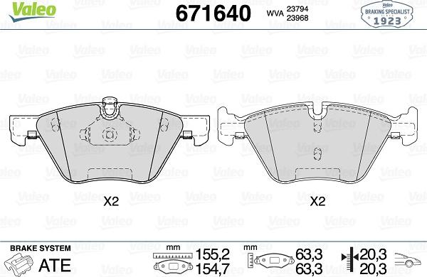 Valeo 671640 - Kit de plaquettes de frein, frein à disque cwaw.fr