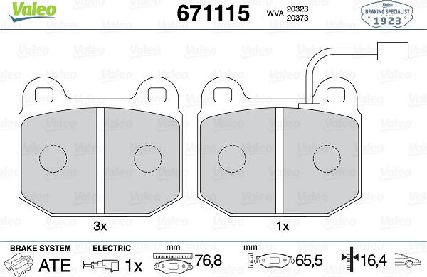 Valeo 671115 - Kit de plaquettes de frein, frein à disque cwaw.fr