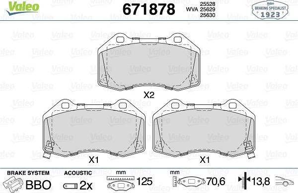 Valeo 671878 - Kit de plaquettes de frein, frein à disque cwaw.fr