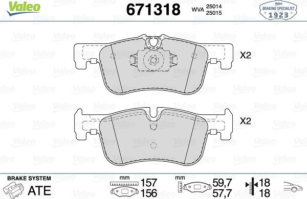 Valeo 671318 - Kit de plaquettes de frein, frein à disque cwaw.fr