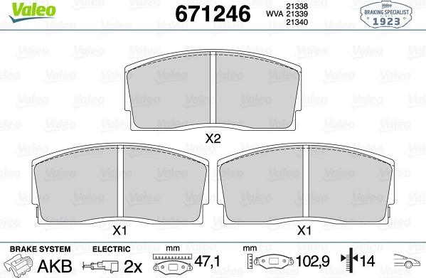 Valeo 671246 - Kit de plaquettes de frein, frein à disque cwaw.fr