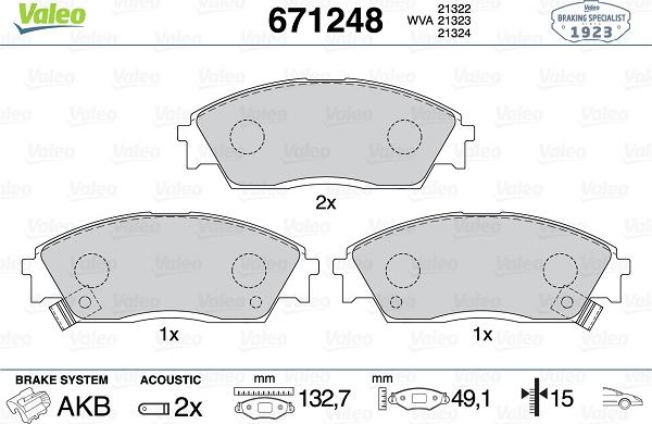 Valeo 671248 - Kit de plaquettes de frein, frein à disque cwaw.fr