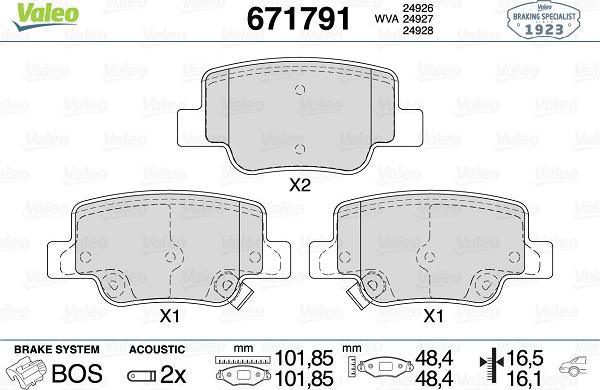 Valeo 671791 - Kit de plaquettes de frein, frein à disque cwaw.fr