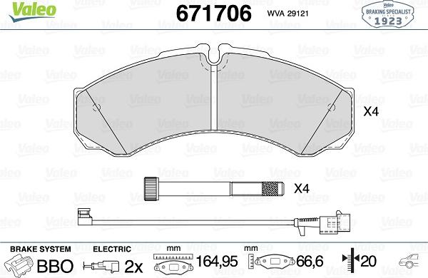 Valeo 671706 - Kit de plaquettes de frein, frein à disque cwaw.fr