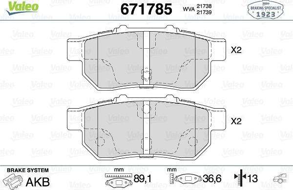 Valeo 671785 - Kit de plaquettes de frein, frein à disque cwaw.fr