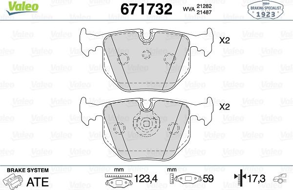 Valeo 671732 - Kit de plaquettes de frein, frein à disque cwaw.fr