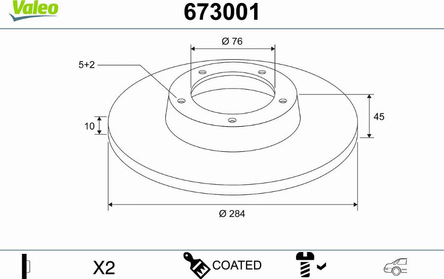 Valeo 673001 - Disque de frein cwaw.fr