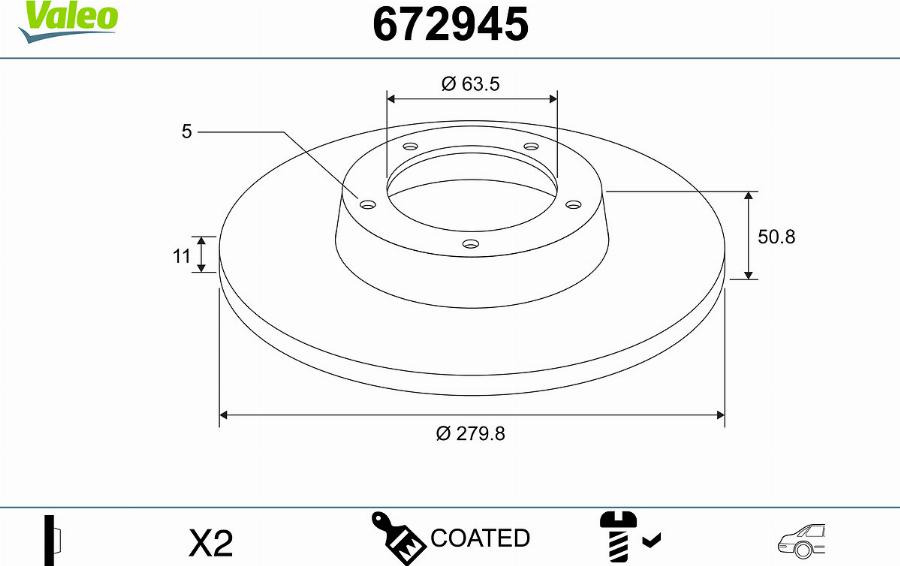 Valeo 672945 - Disque de frein cwaw.fr