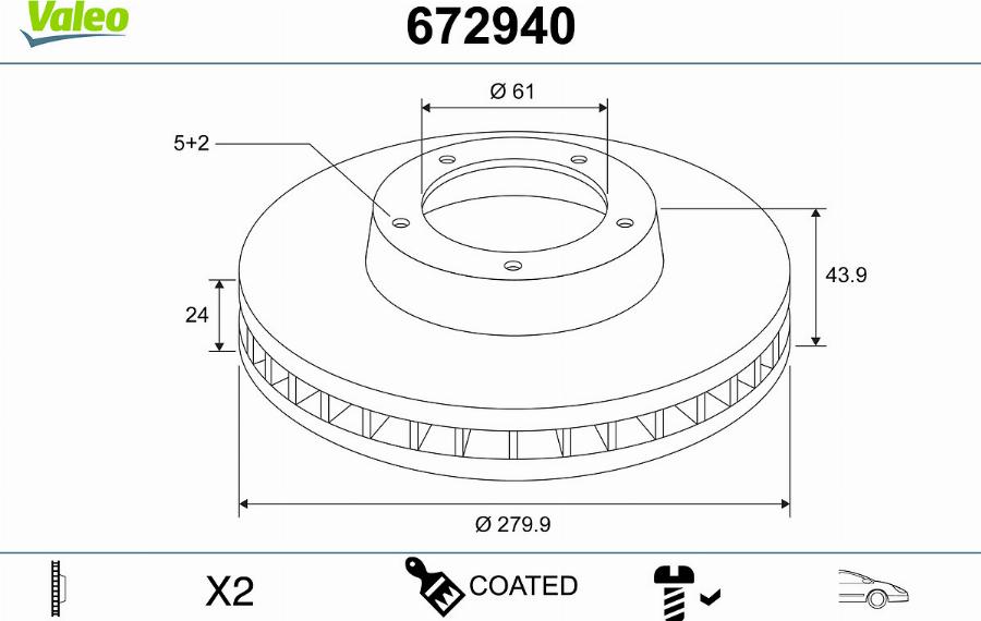 Valeo 672940 - Disque de frein cwaw.fr