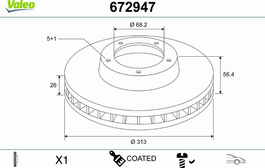 Valeo 672947 - Disque de frein cwaw.fr