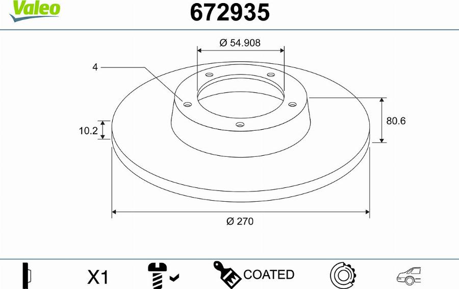 Valeo 672935 - Disque de frein cwaw.fr