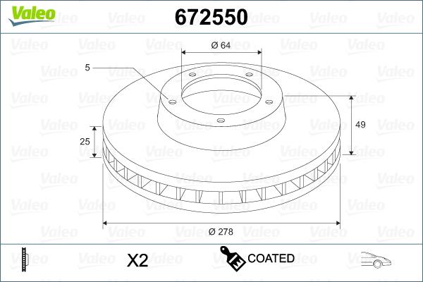 Valeo 672550 - Disque de frein cwaw.fr