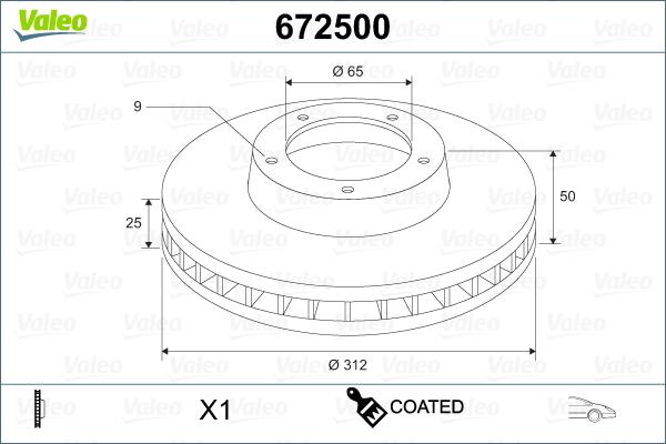 Valeo 672500 - Disque de frein cwaw.fr