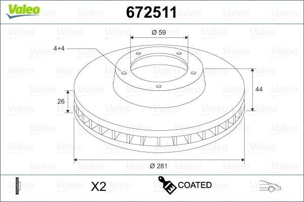 Valeo 672511 - Disque de frein cwaw.fr