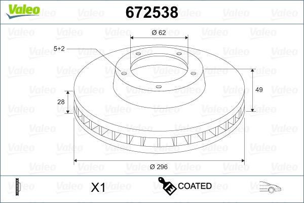 Valeo 672538 - Disque de frein cwaw.fr