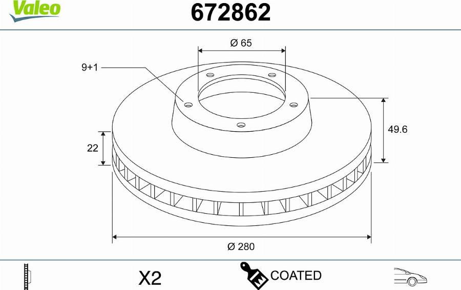 Valeo 672862 - Disque de frein cwaw.fr