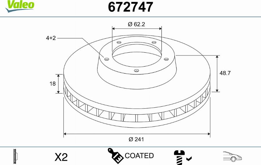 Valeo 672747 - Disque de frein cwaw.fr