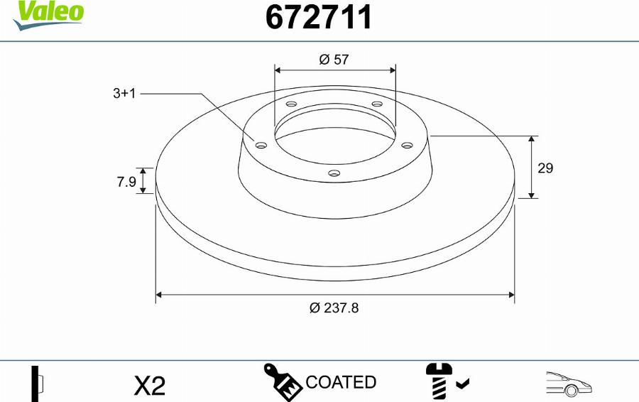 Valeo 672711 - Disque de frein cwaw.fr