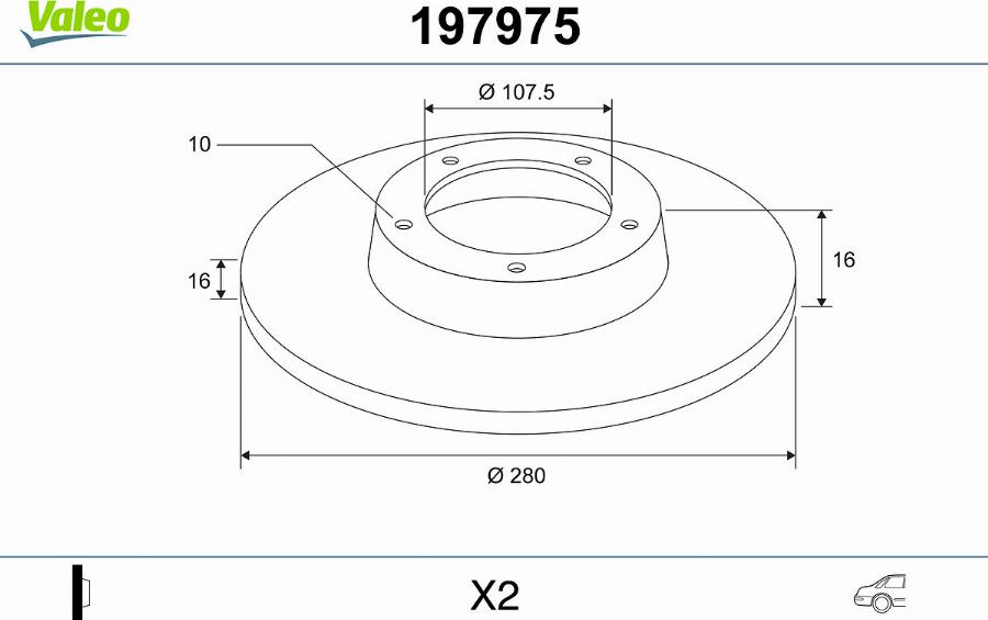 Valeo 197975 - Disque de frein cwaw.fr