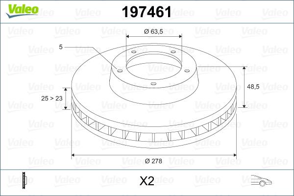 Valeo 197461 - Disque de frein cwaw.fr