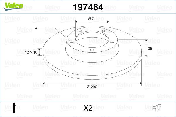 Valeo 197484 - Disque de frein cwaw.fr