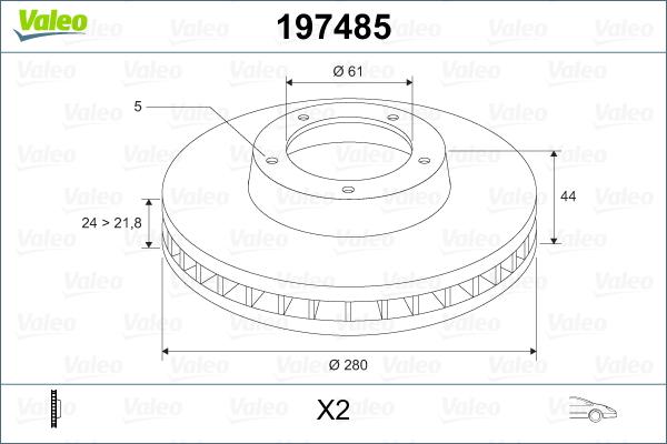 Valeo 197485 - Disque de frein cwaw.fr