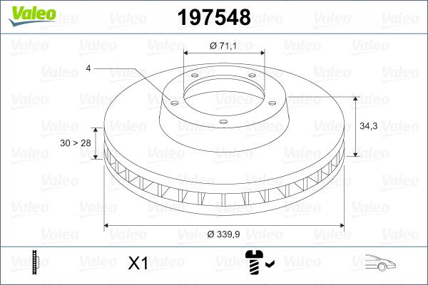 Valeo 197548 - Disque de frein cwaw.fr